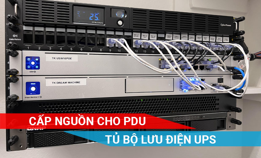 Lắp đặt và cấp nguồn cho PDU trong tủ Rack từ UPS